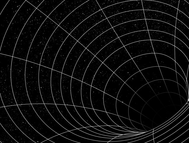 3D Grid wormhole illusion design element vector